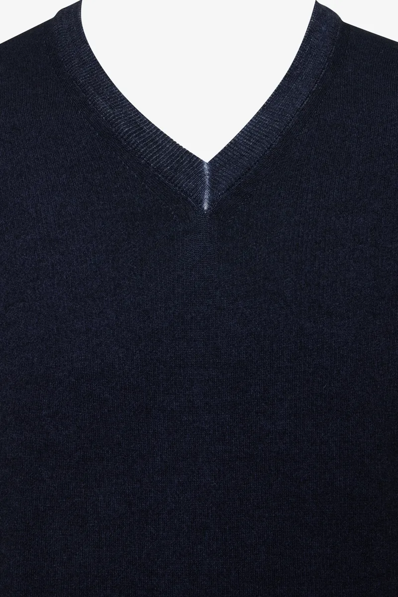 V NECK - Donkerblauw