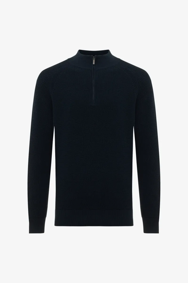 Turtleneck Half Zip | Donkerblauw