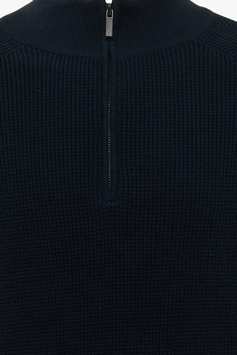 Turtleneck Half Zip | Donkerblauw