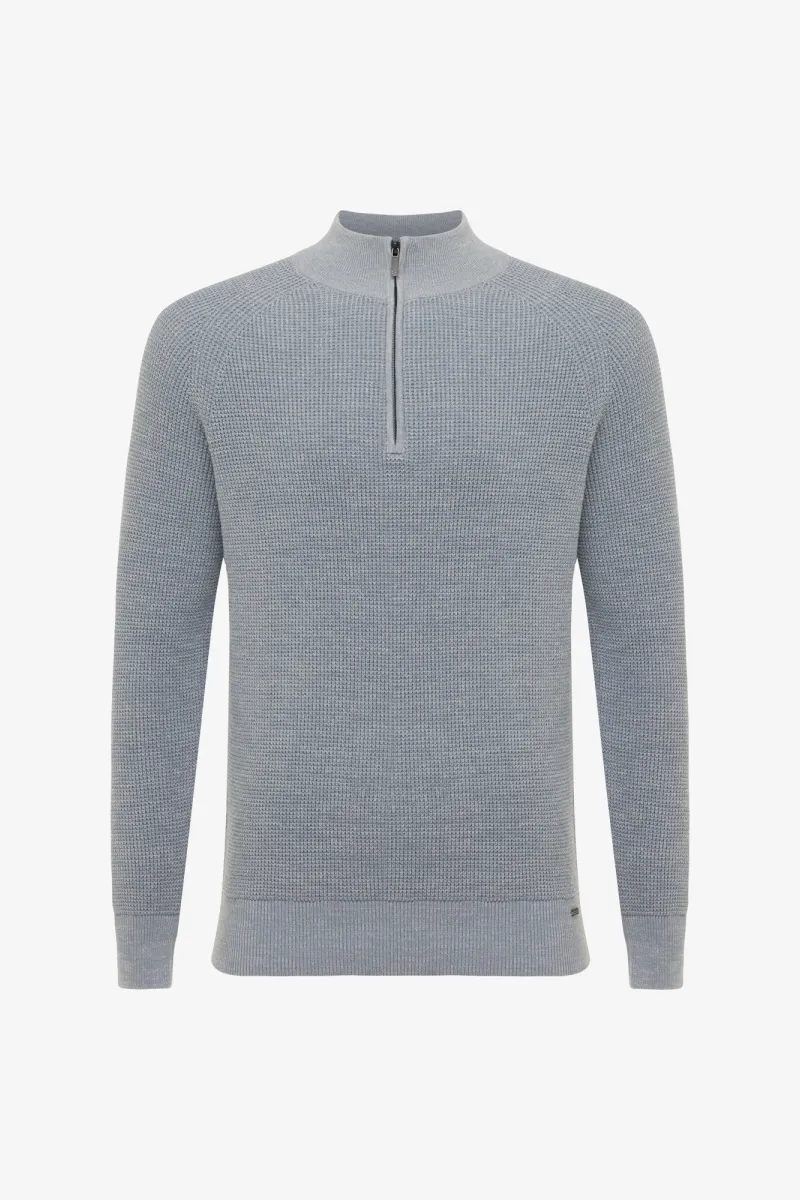 Turtleneck Half Zip | Blauw