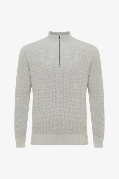 Turtleneck Half Zip | Lichtgrijs