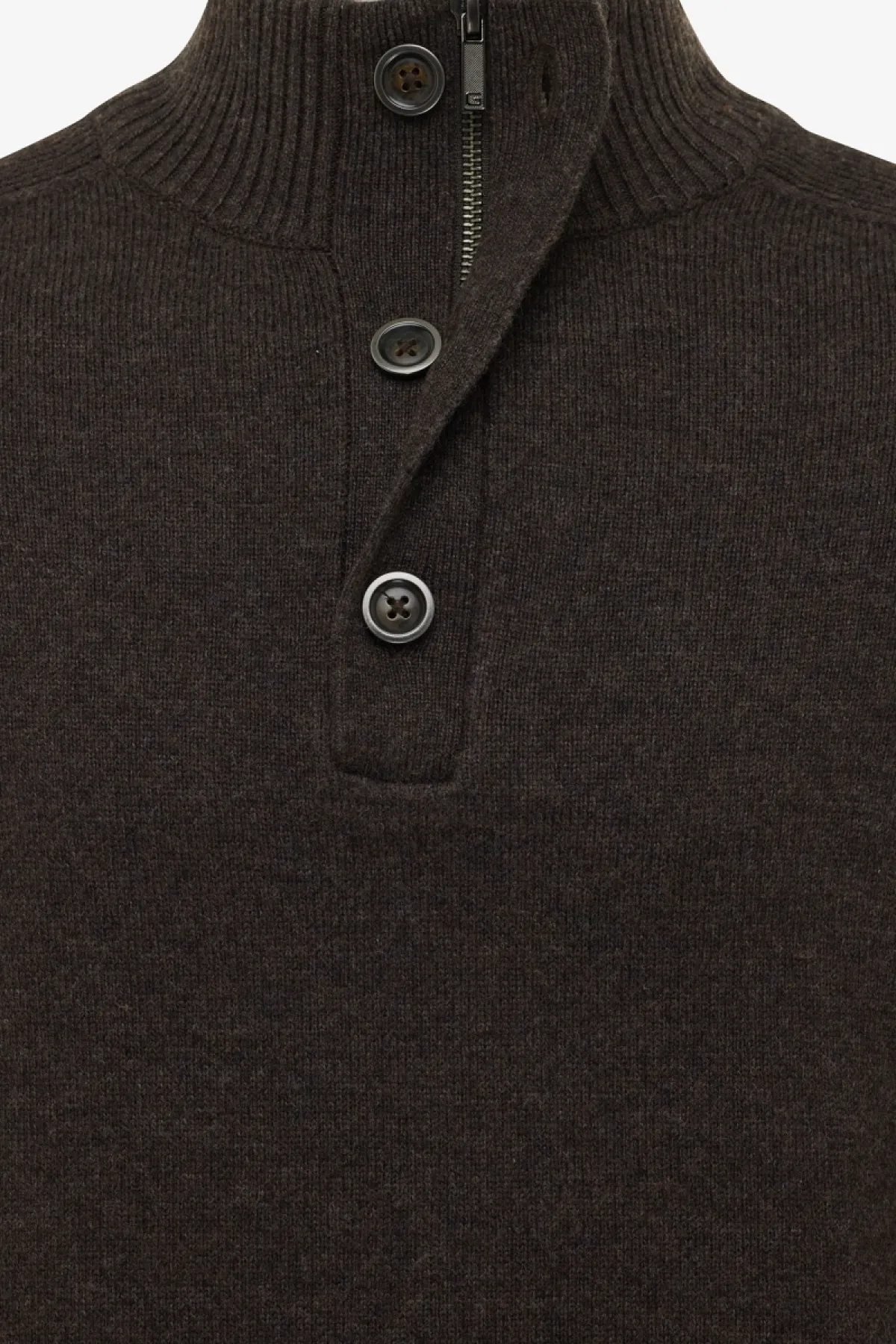 Turtle Buttonszip | Donkerbruin
