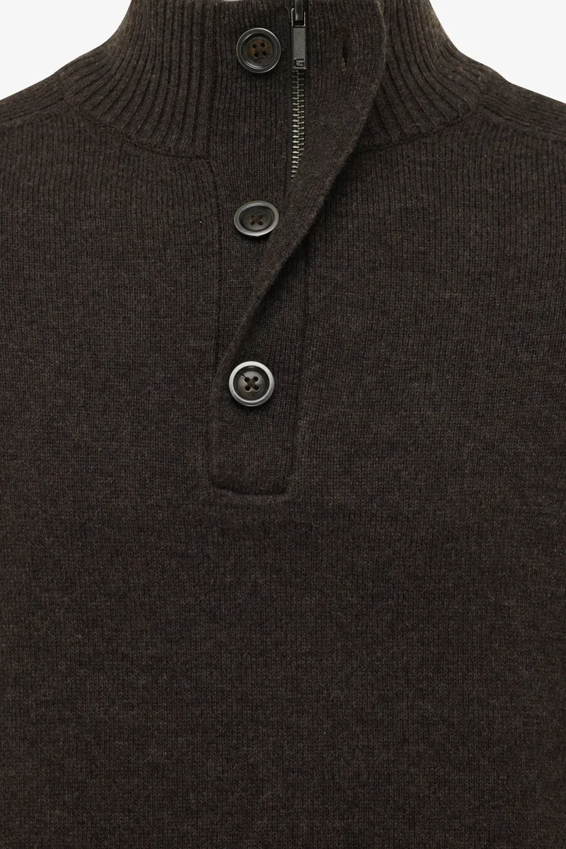 Turtle Buttonszip | Donkerbruin