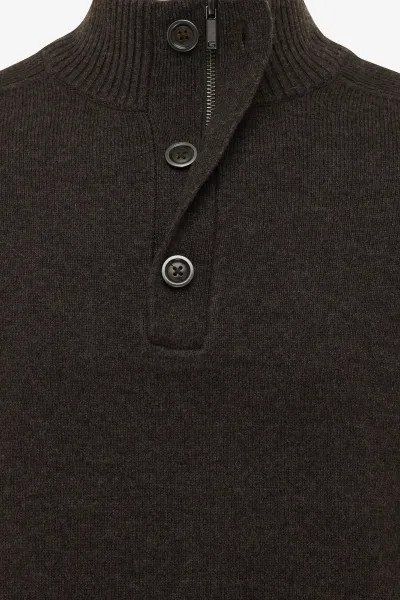 Turtle Buttonszip | Donkerbruin
