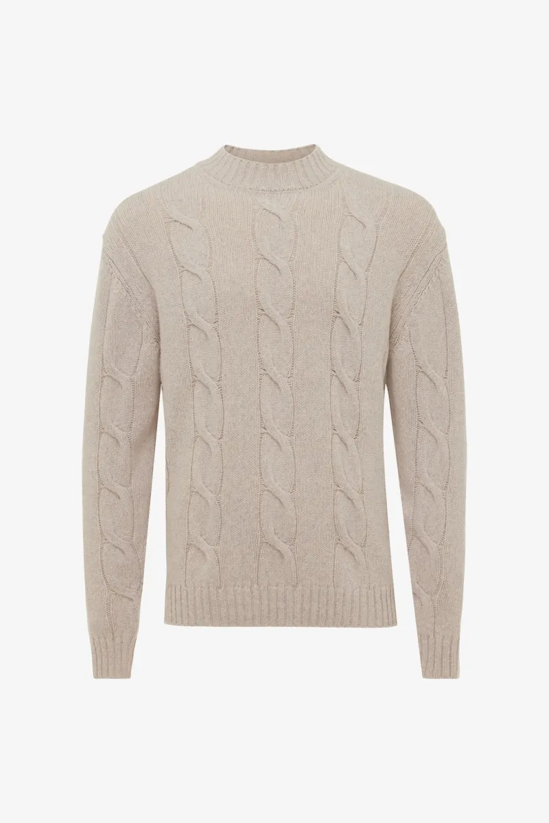 Cable Knit Turtle Neck | Beige