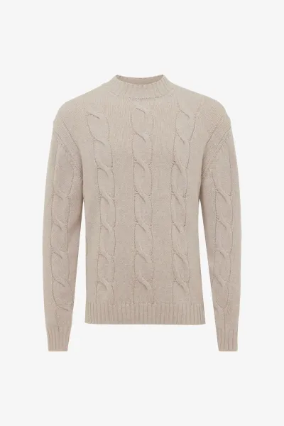 Cable Knit Turtle Neck | Beige