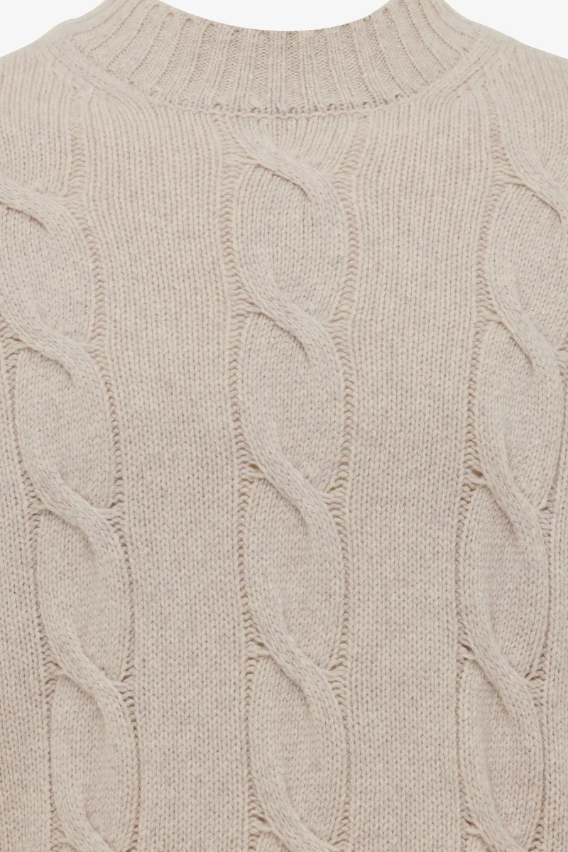 Cable Knit Turtle Neck | Beige