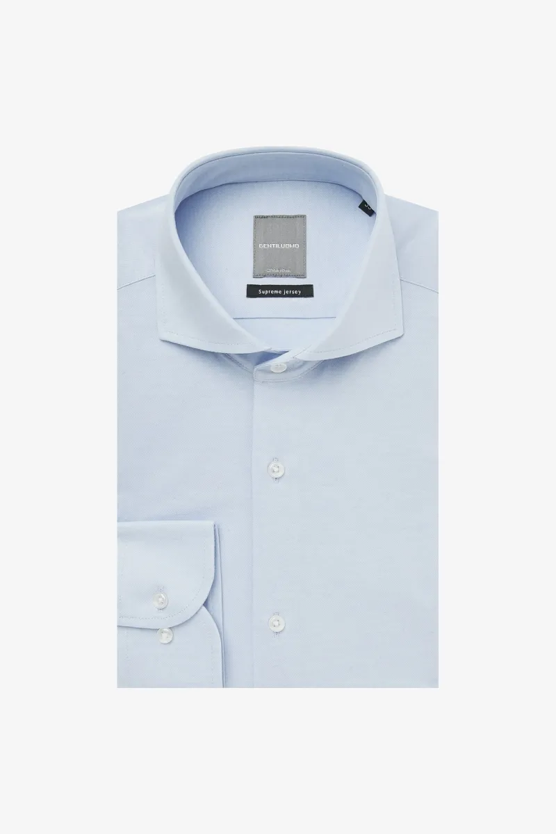 Cotton Blend Shirt | Lichtblauw
