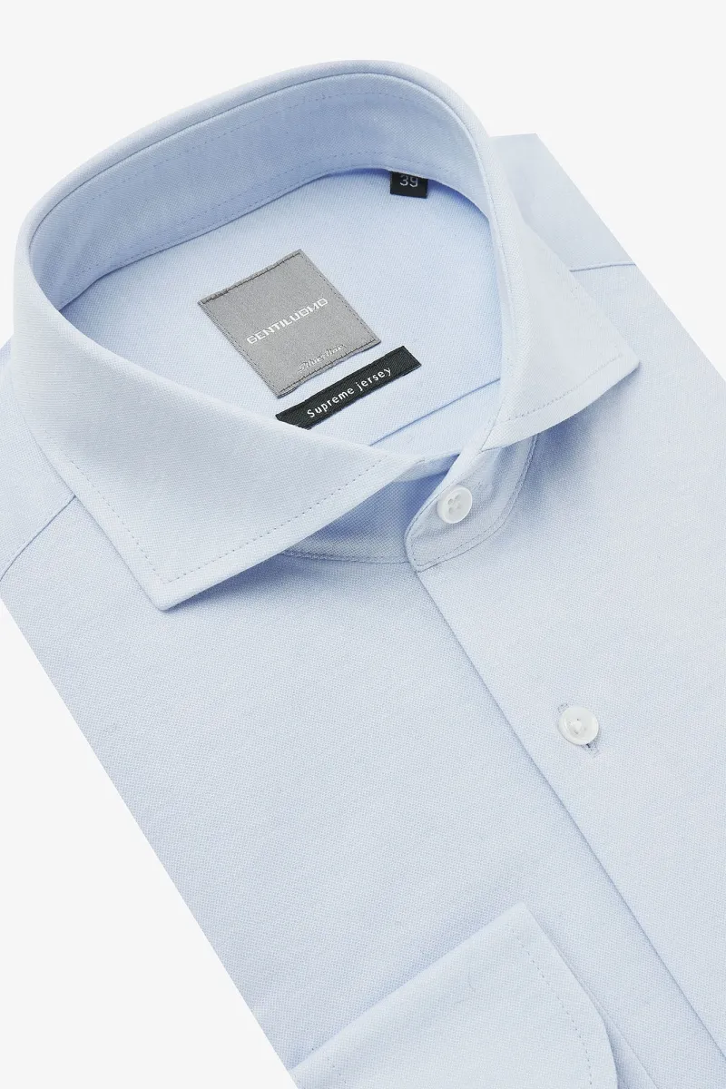 Cotton Blend Shirt | Lichtblauw
