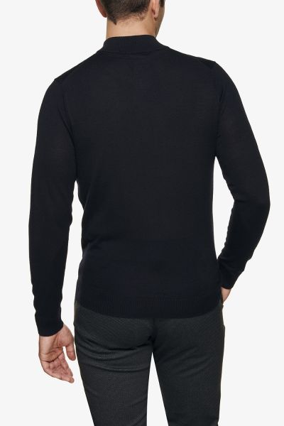 Merino turtle zip donkerblauw