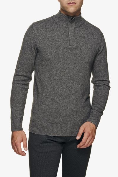 Wollen turtle zip donkergrijs