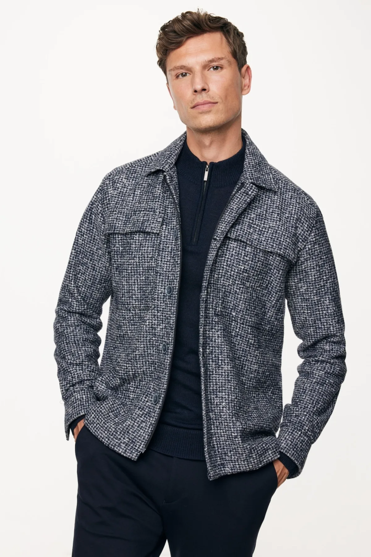 Wollen Overshirt | Donkerblauw