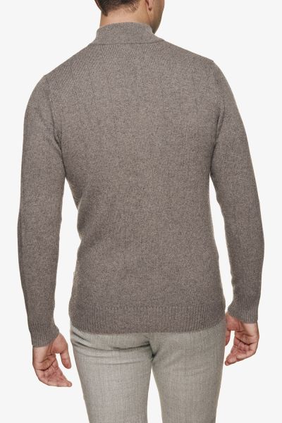 Wollen turtle zip bruin