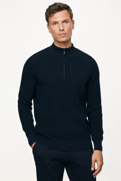 Turtleneck Half Zip | Donkerblauw