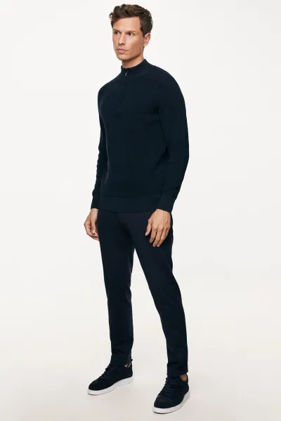 Turtleneck Half Zip | Donkerblauw