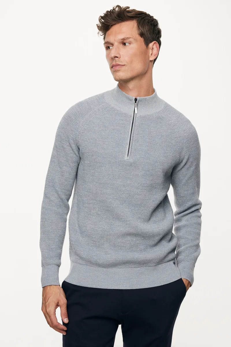 Turtleneck Half Zip | Blauw