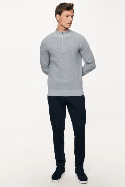 Turtleneck Half Zip | Blauw