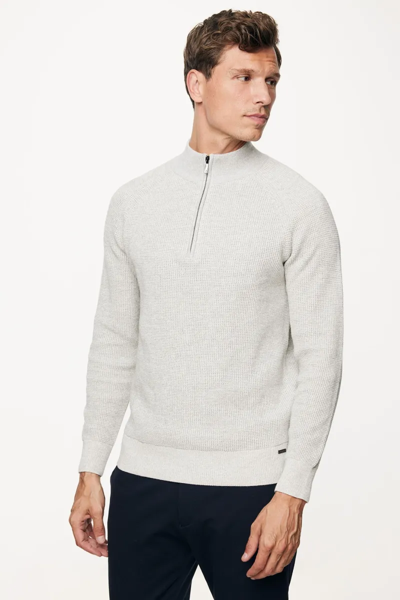 Turtleneck Half Zip | Lichtgrijs