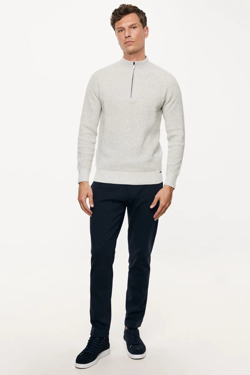Turtleneck Half Zip | Lichtgrijs
