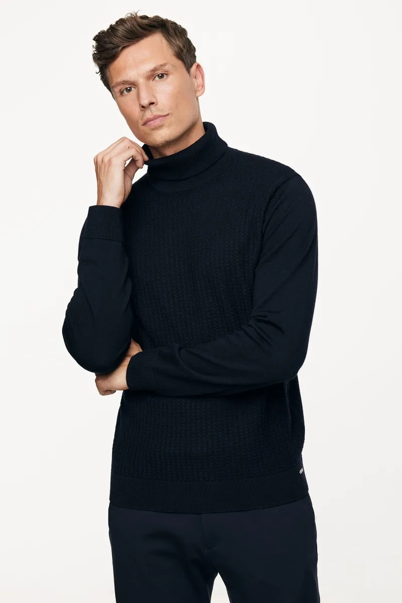 Longsleeve Roll Neck | Donkerblauw