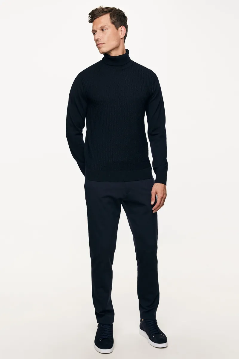 Longsleeve Roll Neck | Donkerblauw