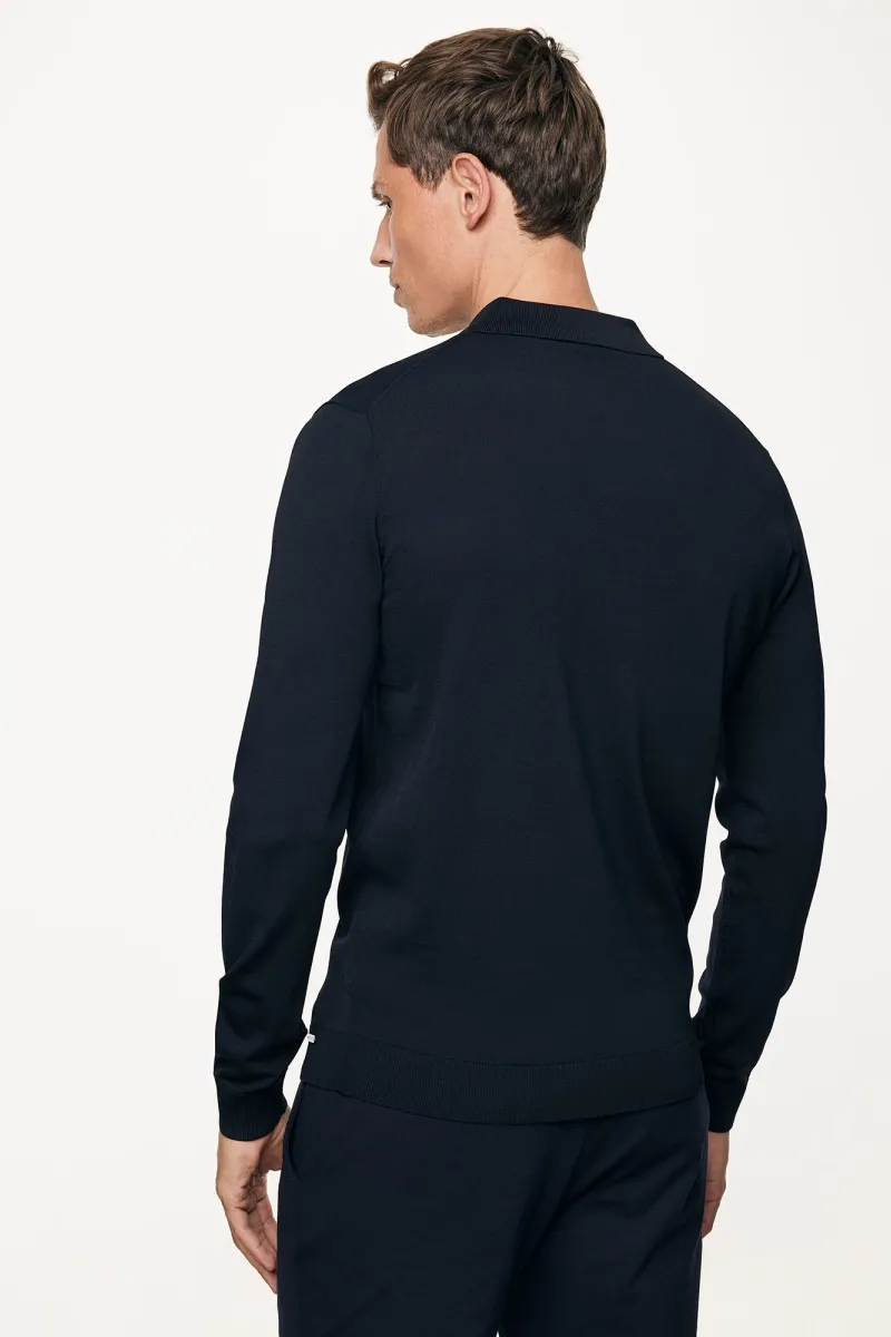 Longsleeve Polo | Donkerblauw