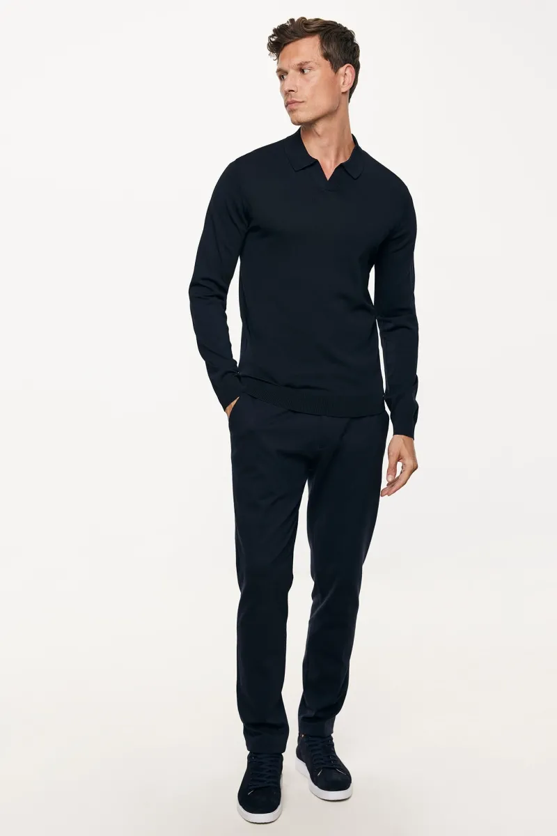 Longsleeve Polo | Donkerblauw