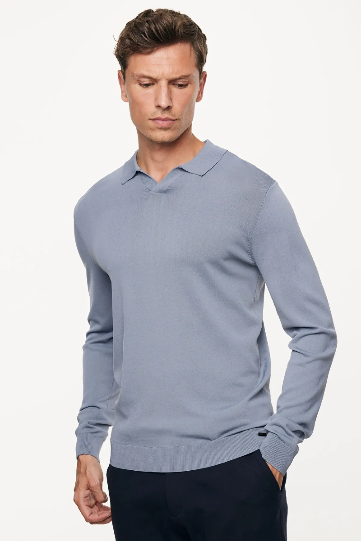 Longsleeve Polo | Lichtblauw