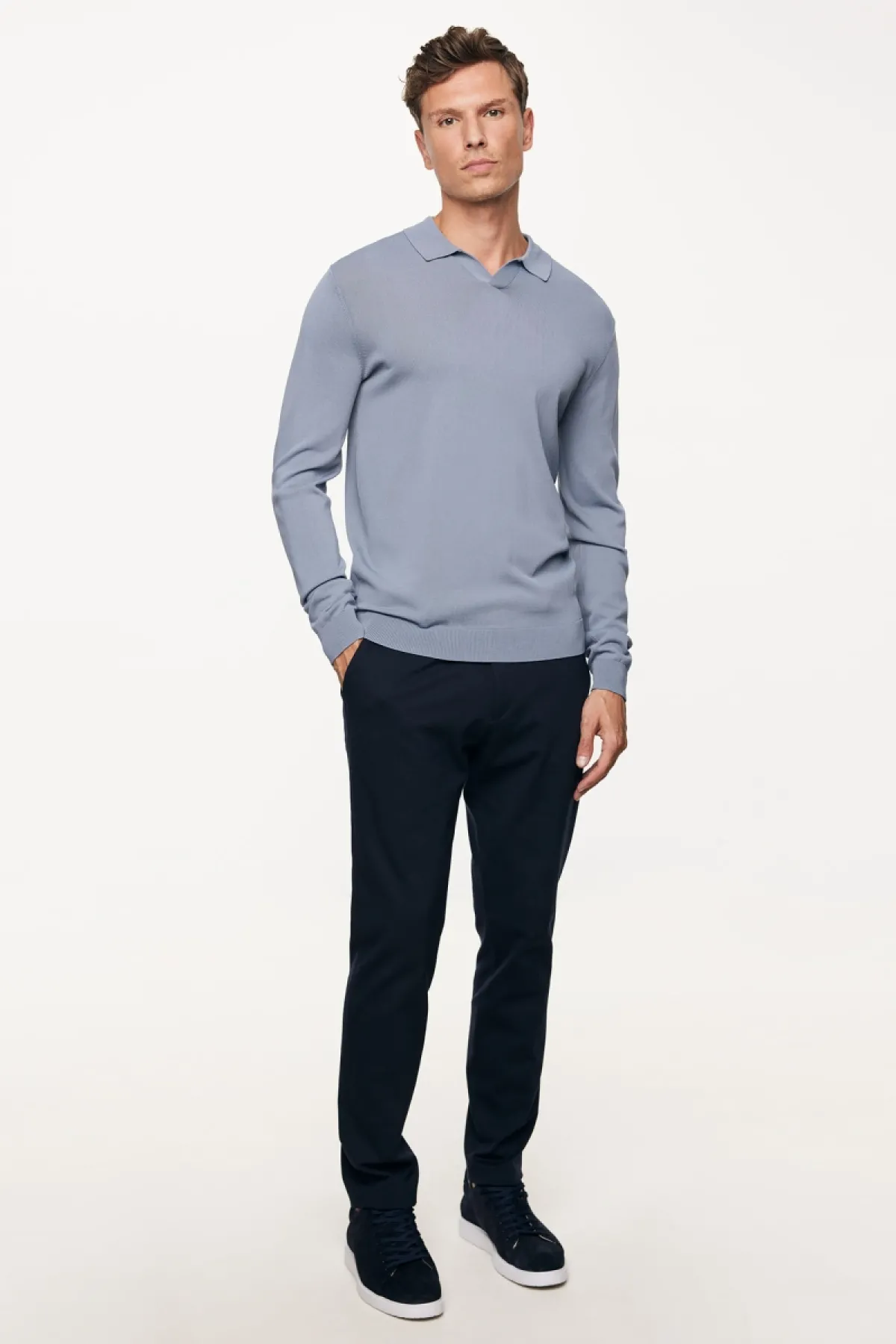 Longsleeve Polo | Lichtblauw