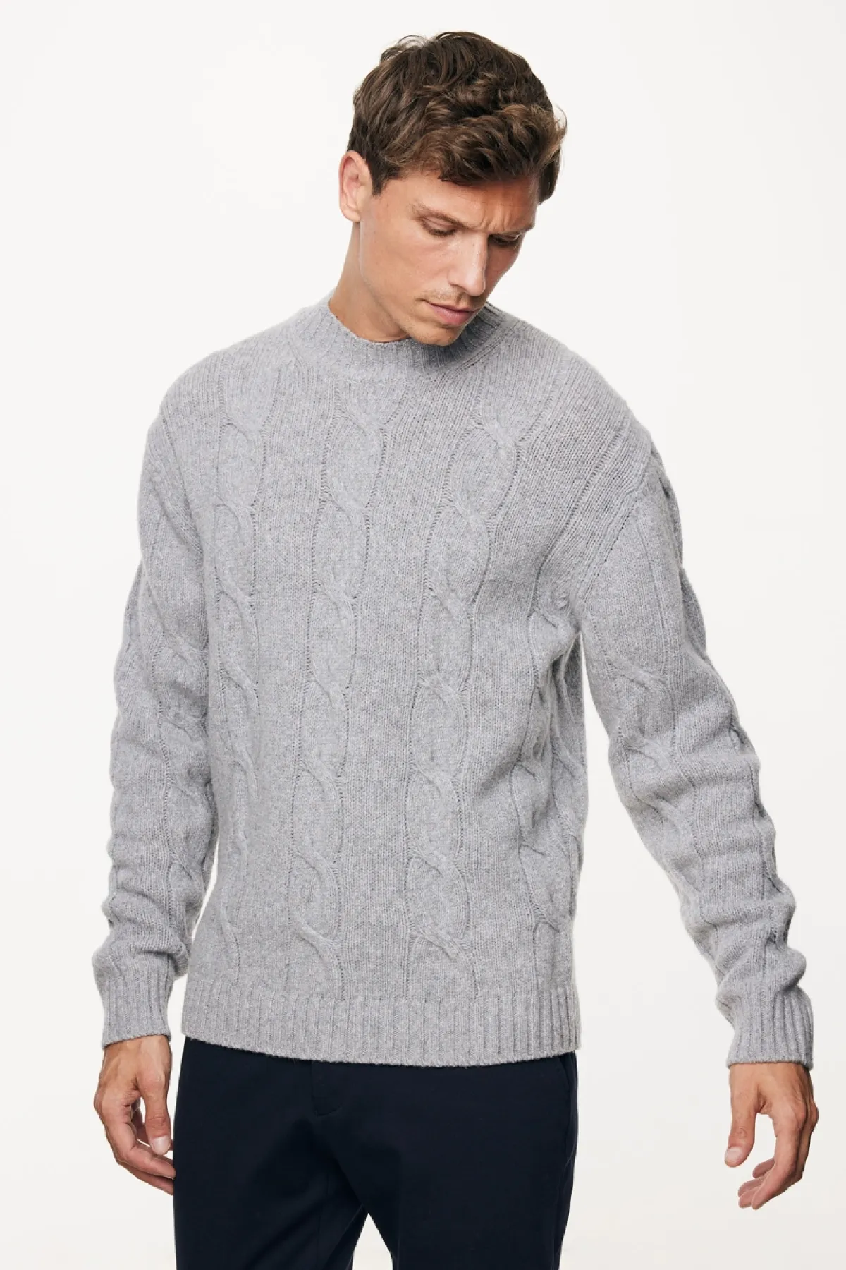Cable Knit Turtle Neck | Grijs