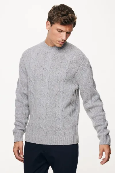 Cable Knit Turtle Neck | Grijs