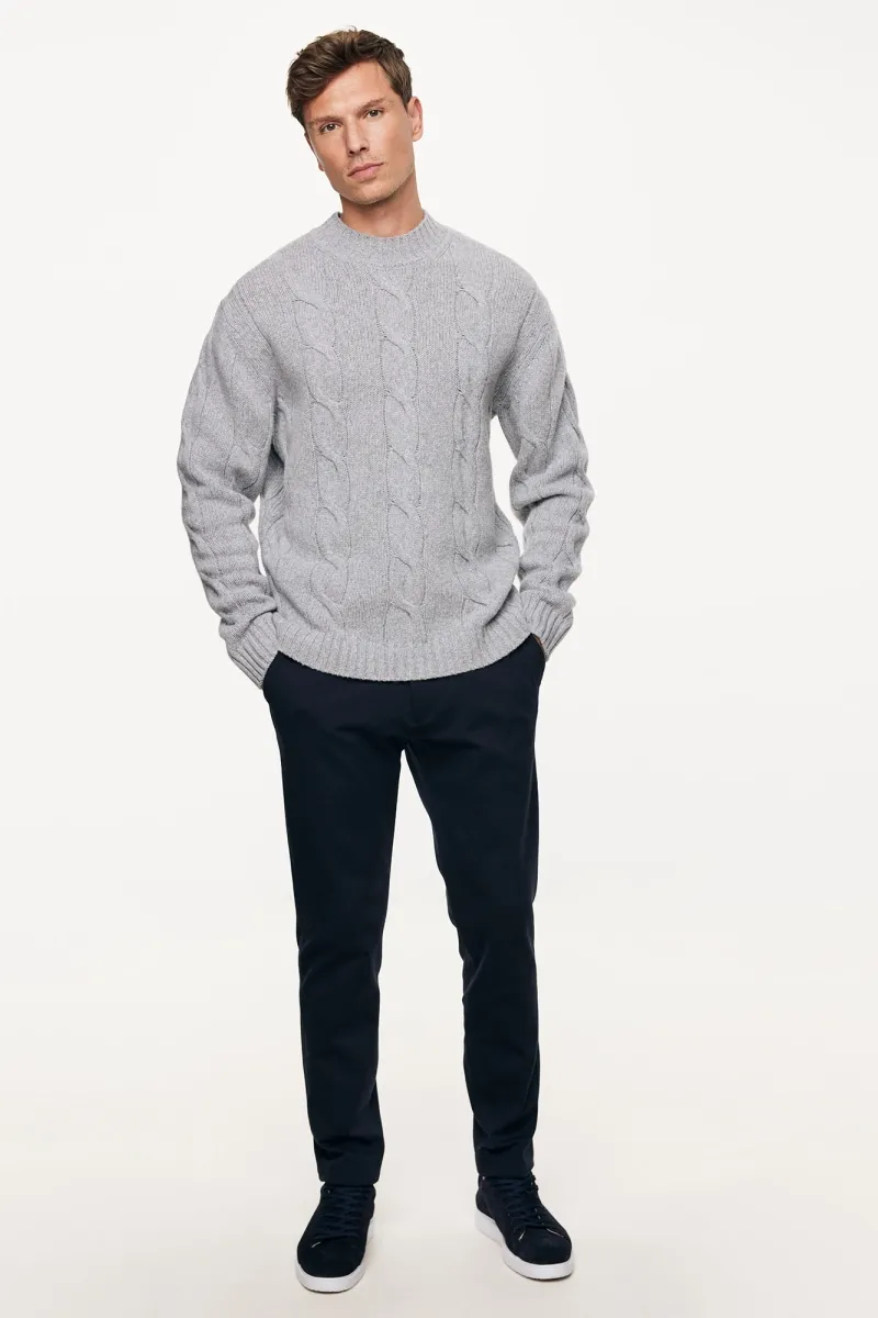 Cable Knit Turtle Neck | Grijs