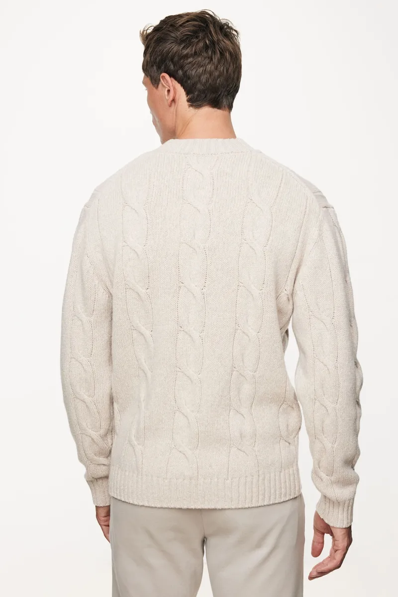 Cable Knit Turtle Neck | Beige