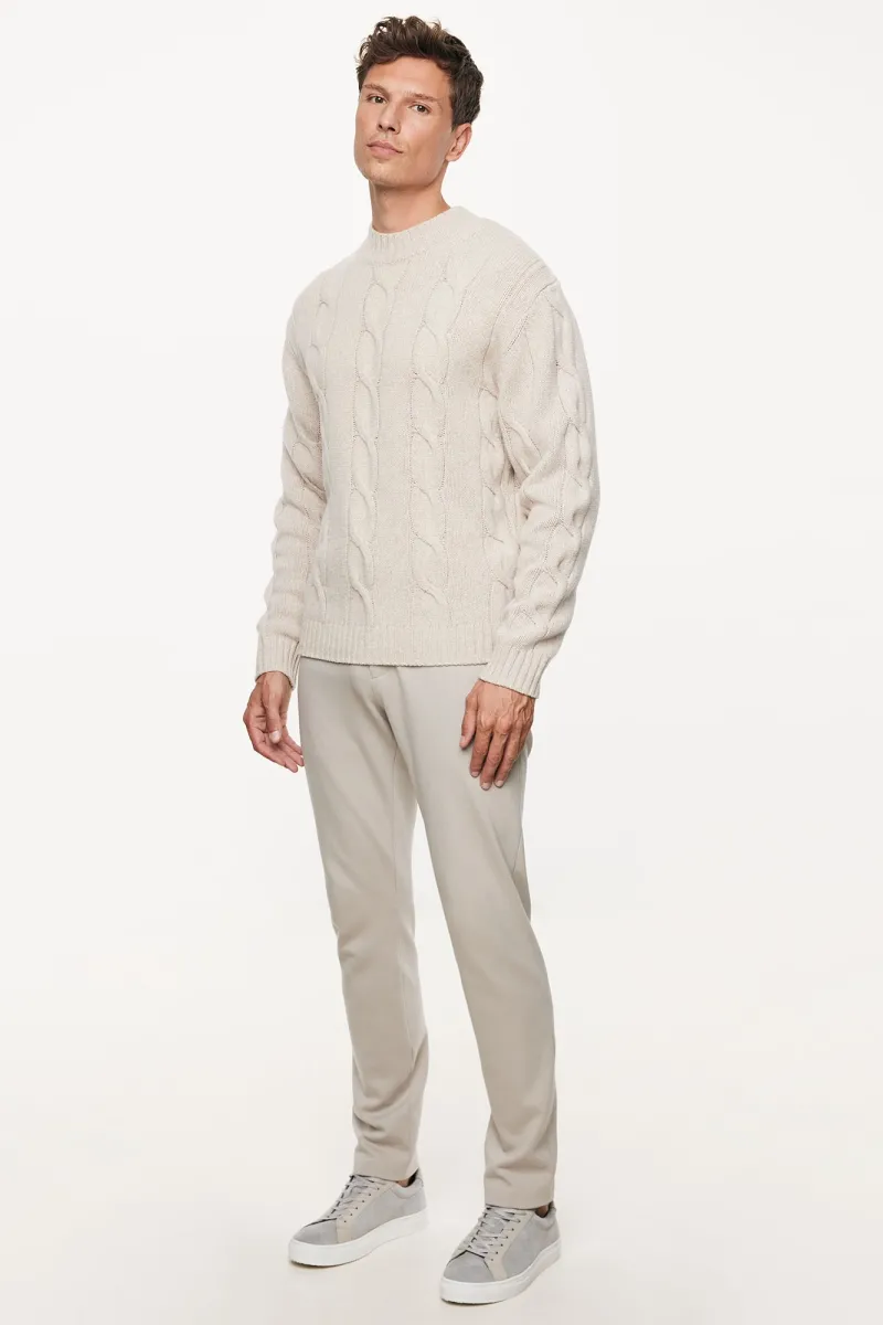Cable Knit Turtle Neck | Beige