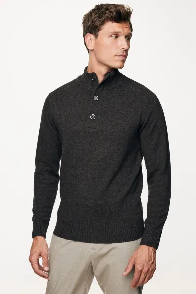 Turtle Buttonszip | Donkerbruin