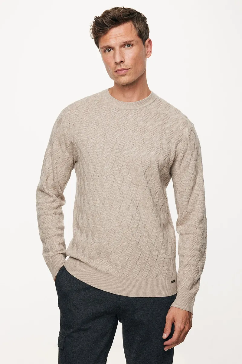 Wool Cashmere Roundneck | Beige