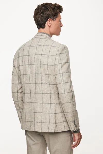 Checked Blazer | Beige