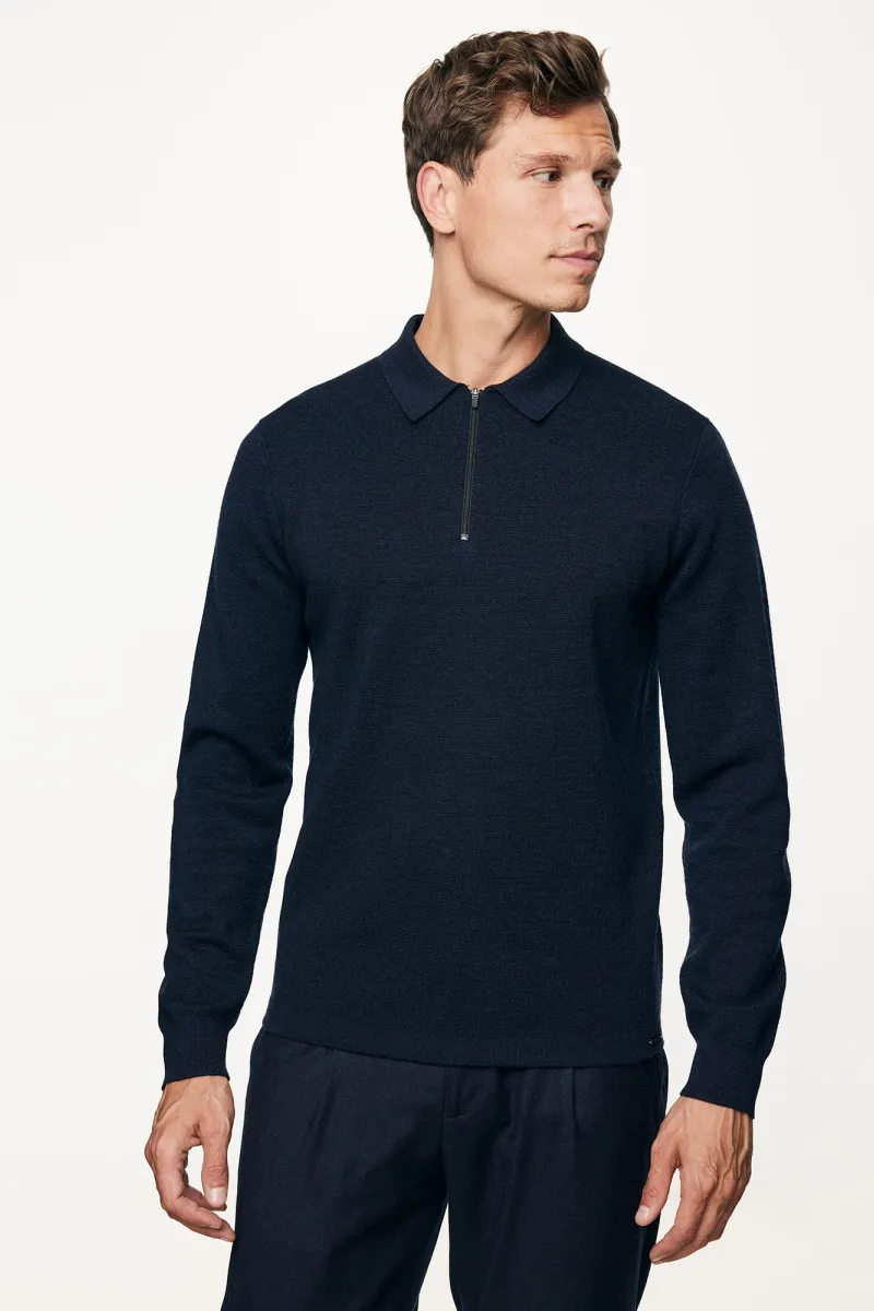 Polo Zip | Donkerblauw