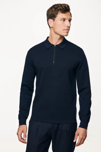 Polo Zip | Donkerblauw
