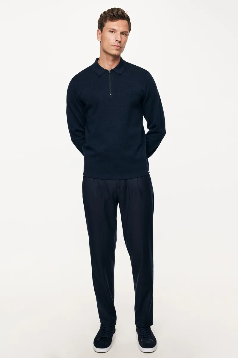 Polo Zip | Donkerblauw