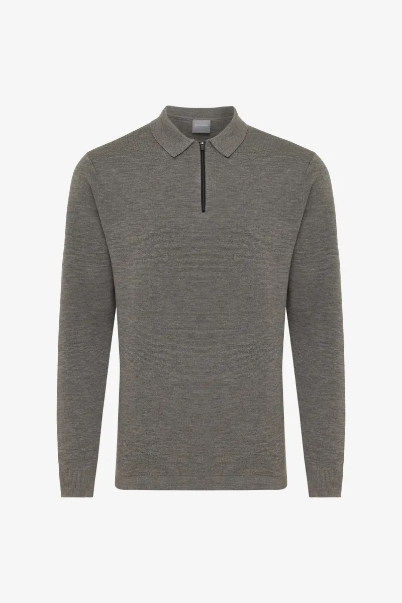 Polo Zip | Donkerbruin