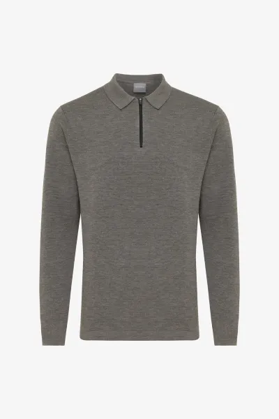 Polo Zip | Donkerbruin