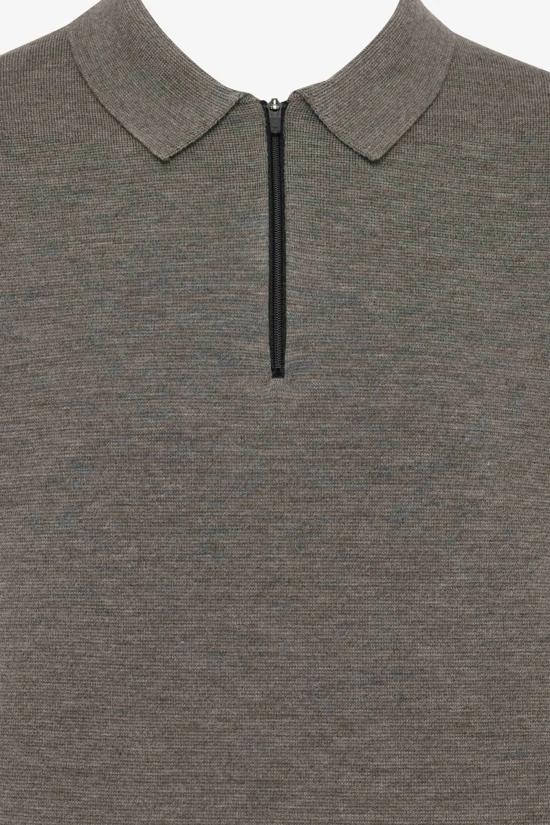 Polo Zip | Donkerbruin