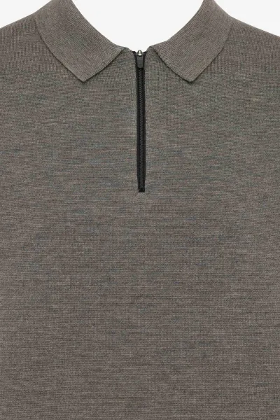 Polo Zip | Donkerbruin