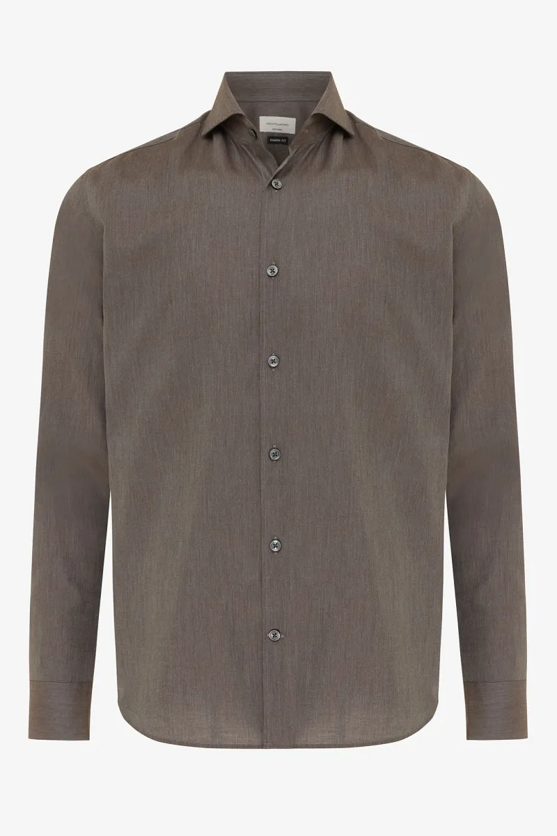 Overhemd fashion-fit | Donkerbruin