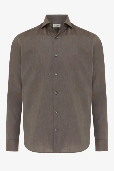 Overhemd fashion-fit | Donkerbruin