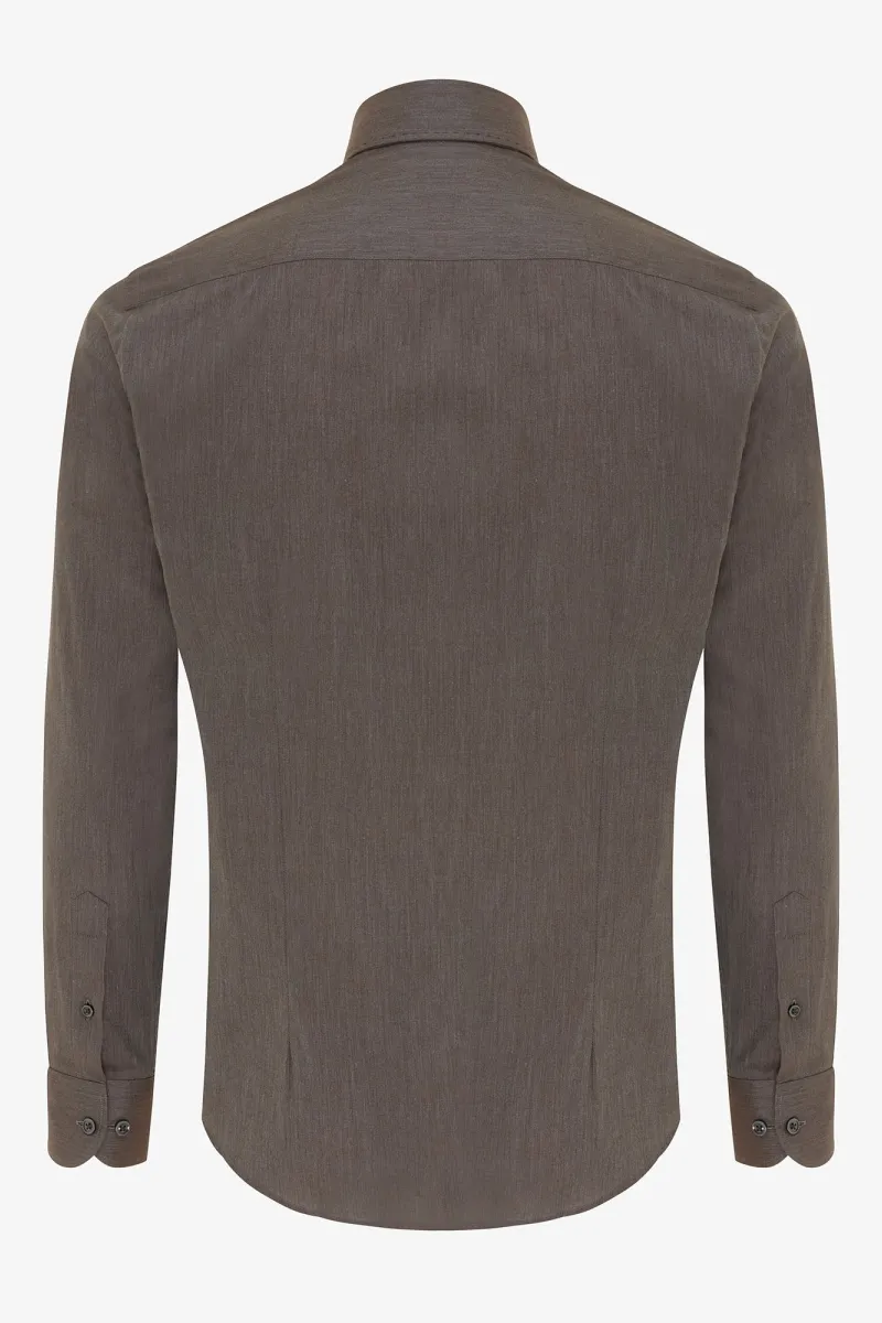 Overhemd fashion-fit | Donkerbruin