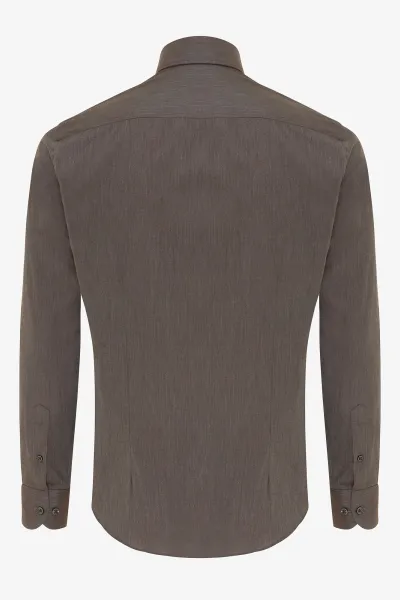 Overhemd fashion-fit | Donkerbruin