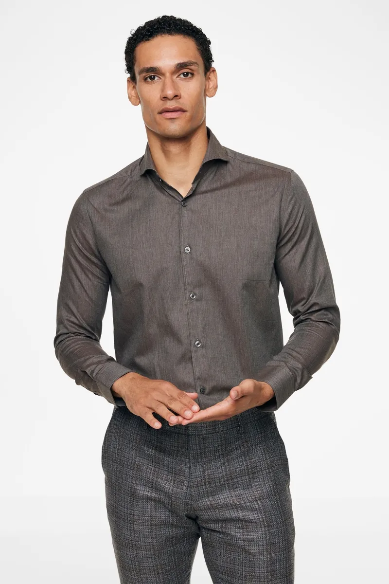 Overhemd fashion-fit | Donkerbruin