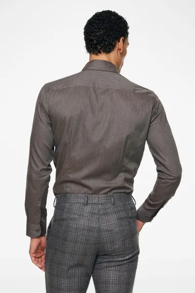 Overhemd fashion-fit | Donkerbruin